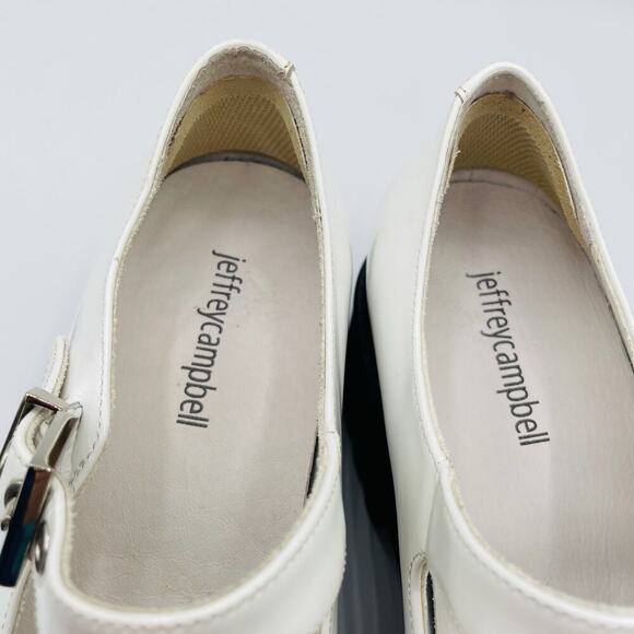 Jeffrey Campbell Cozza Mary Jane Platform Flat Womens 9 White Patent Leather Y2K - Picture 11 of 13